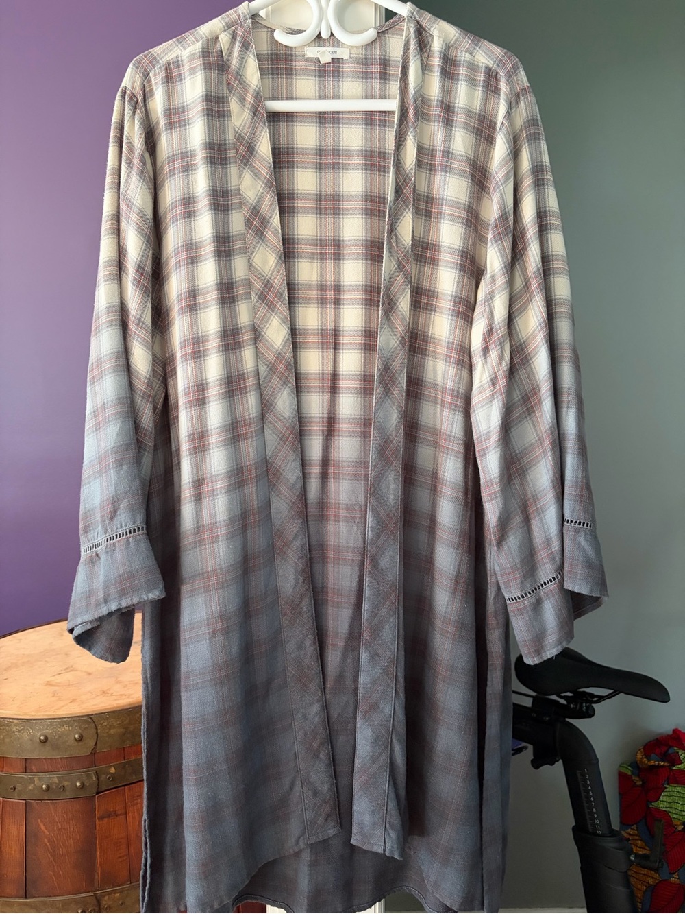 Maurices Plaid Top in Gray, Cream, and Red